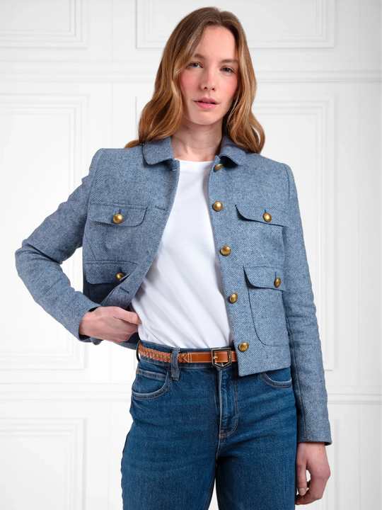 The Ottilie - Women's Boucle Jacket - Cobalt Blue